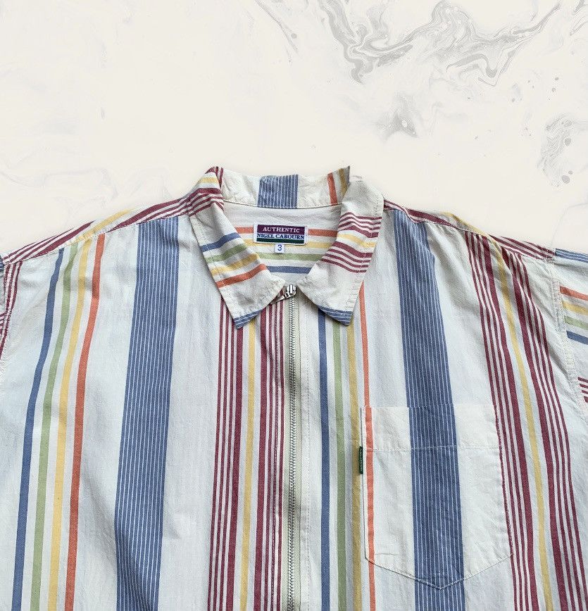 Nigel Cabourn Authentic Nigel Cabourn Cotton Stripe Zip Up Shirt Size US XL / EU 56 / 4 - 4 Thumbnail