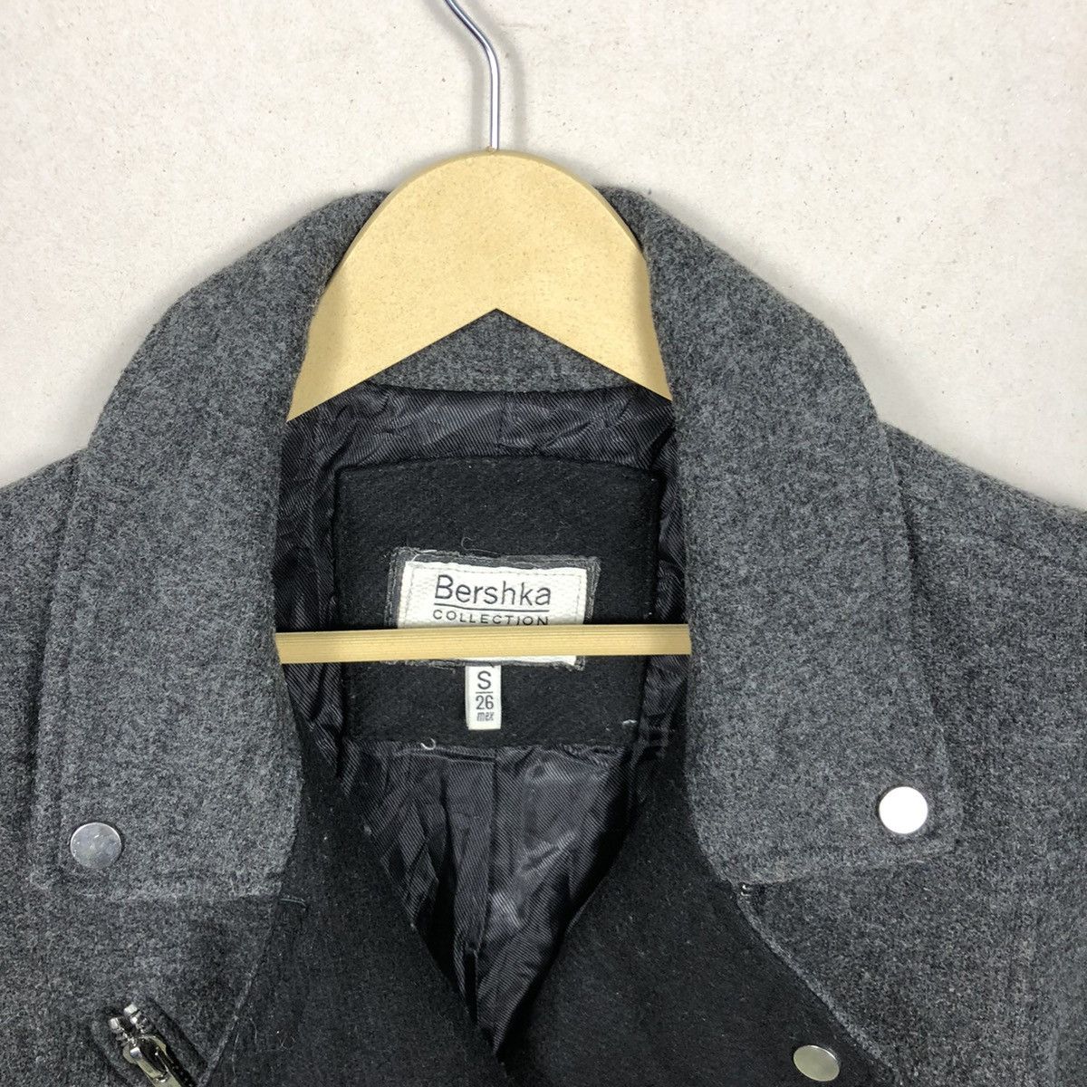Bershka Double Collar Wool Jacket Gothic Punk Style
