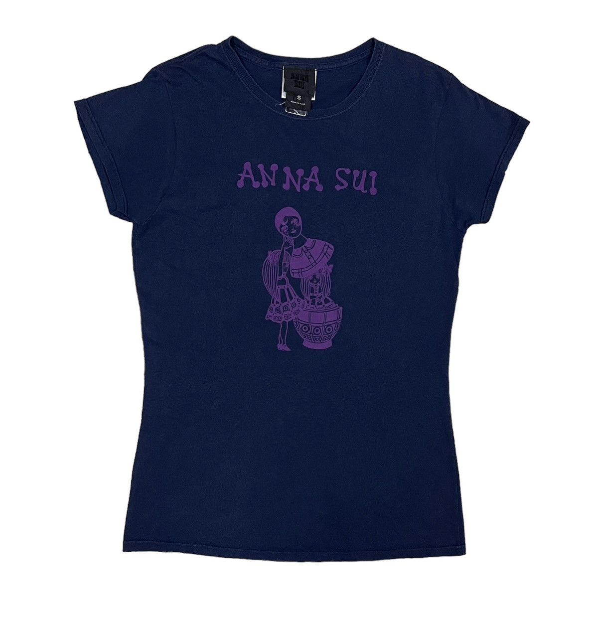 image of Anna Sui Made In Usa Shirt in Navy, Women's (Size Small)