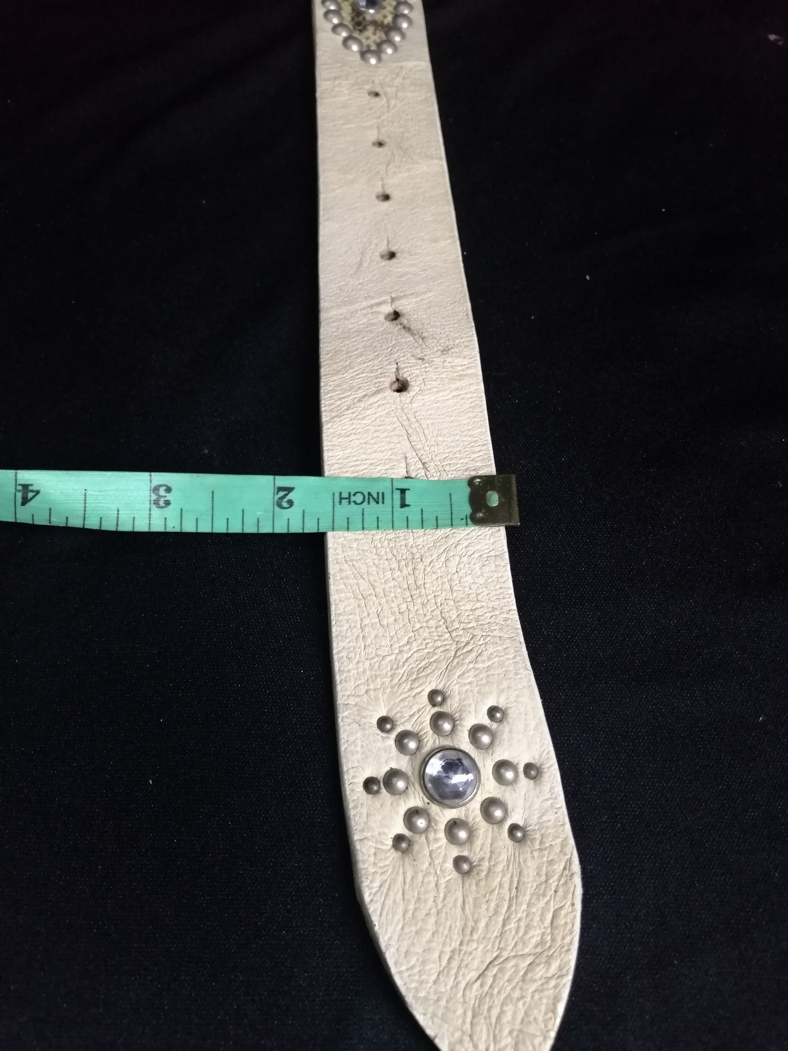 Japanese Brand Big Buckle Diamond Gem's Snake Skin Genuine Leather White Size ONE SIZE - 10 Thumbnail