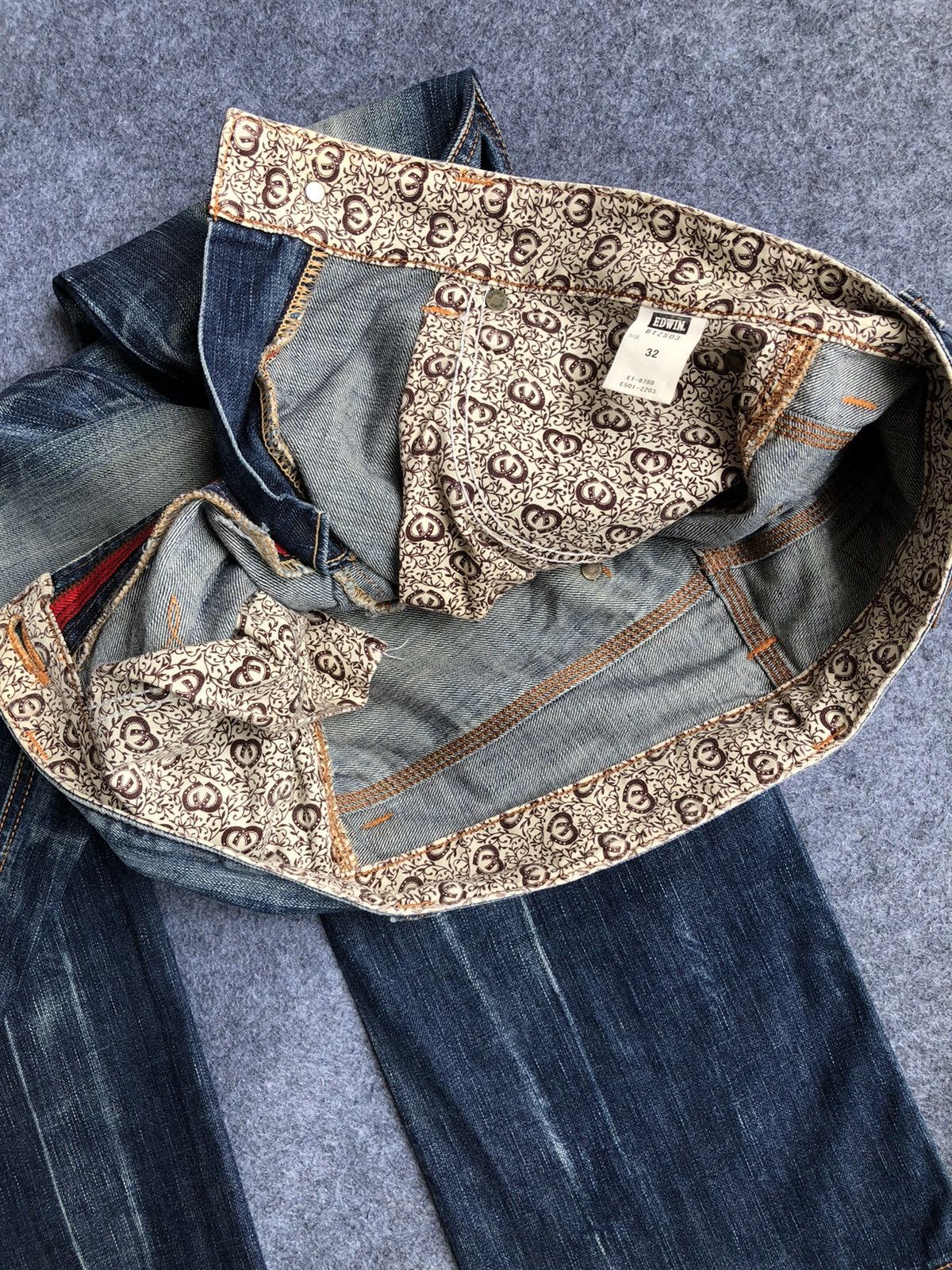 Edwin Last Drop🔥Rare‼️Edwin 503 Blue Trip Jeans Size US 34 / EU 50 - 11 Thumbnail