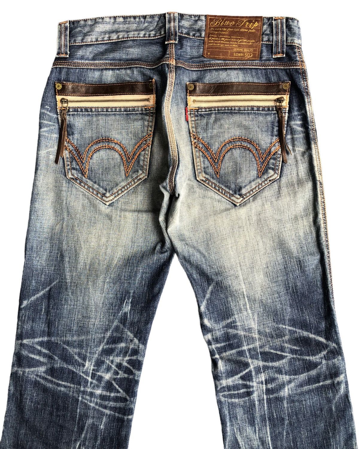 Edwin Last Drop🔥Rare‼️Edwin 503 Blue Trip Jeans Size US 34 / EU 50 - 6 Thumbnail