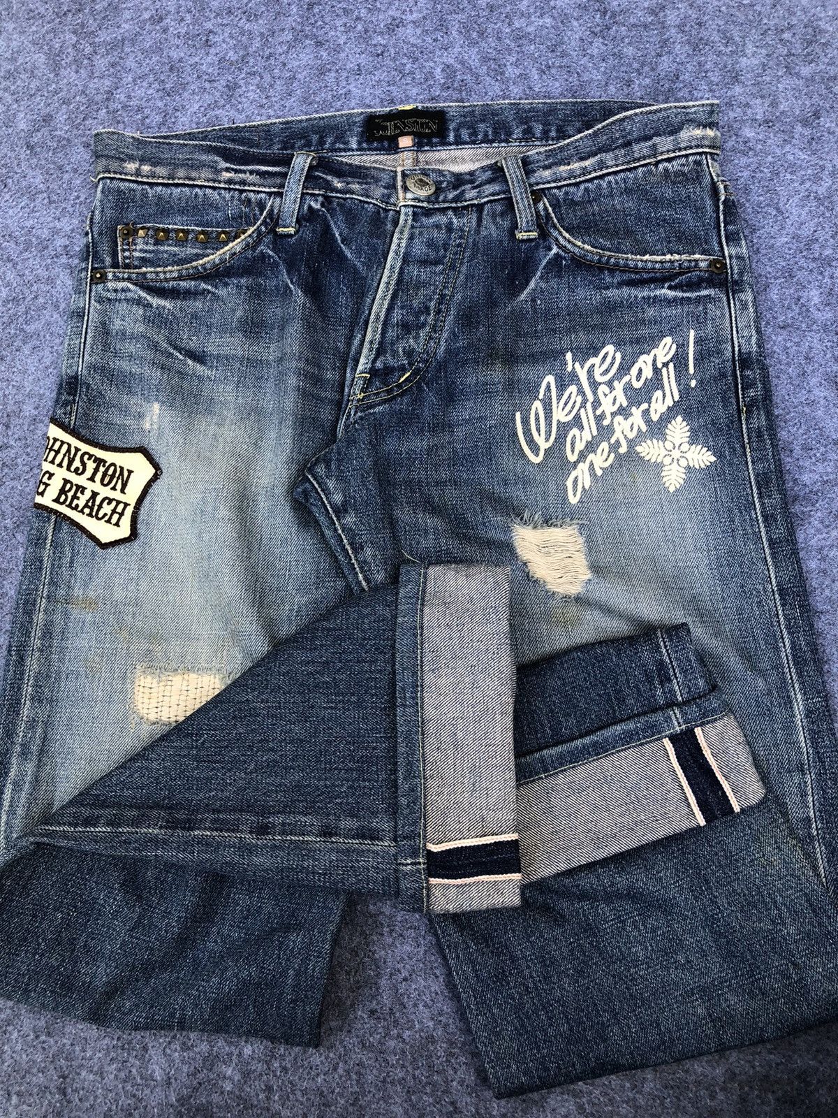 Johnston & Murphy Rare🔥Vtg Johnston Distressed Selvedge Japan Jeans Size US 33 - 6 Thumbnail