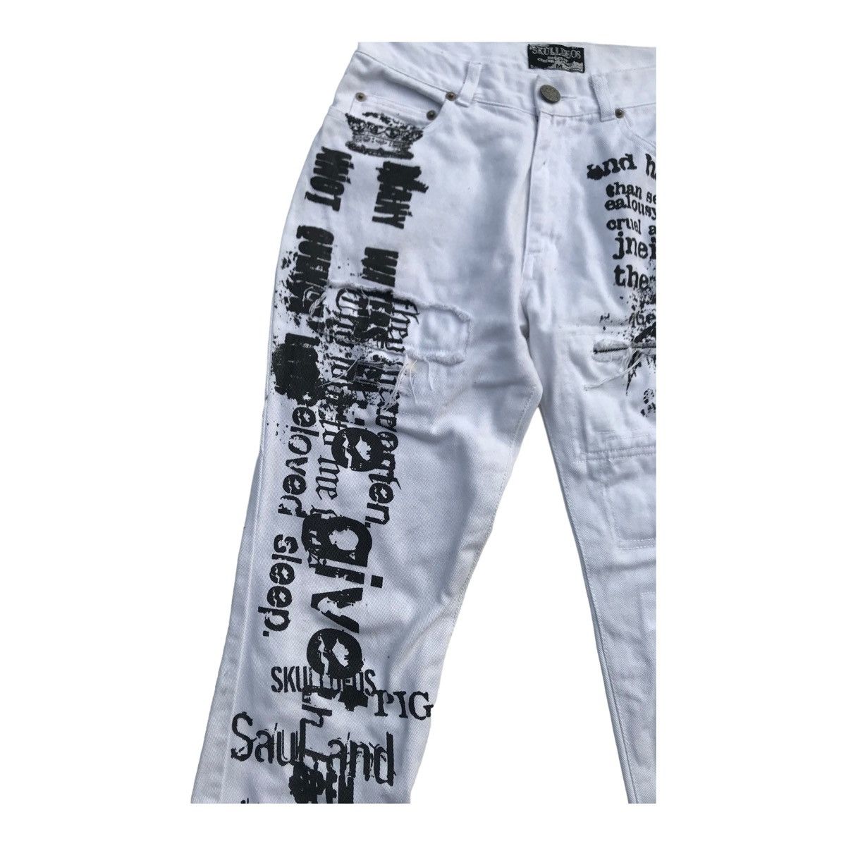 Japanese Brand Rare Skulldeos Graffiti Skulls Distressed Overprinted Pants Size US 29 - 4 Thumbnail