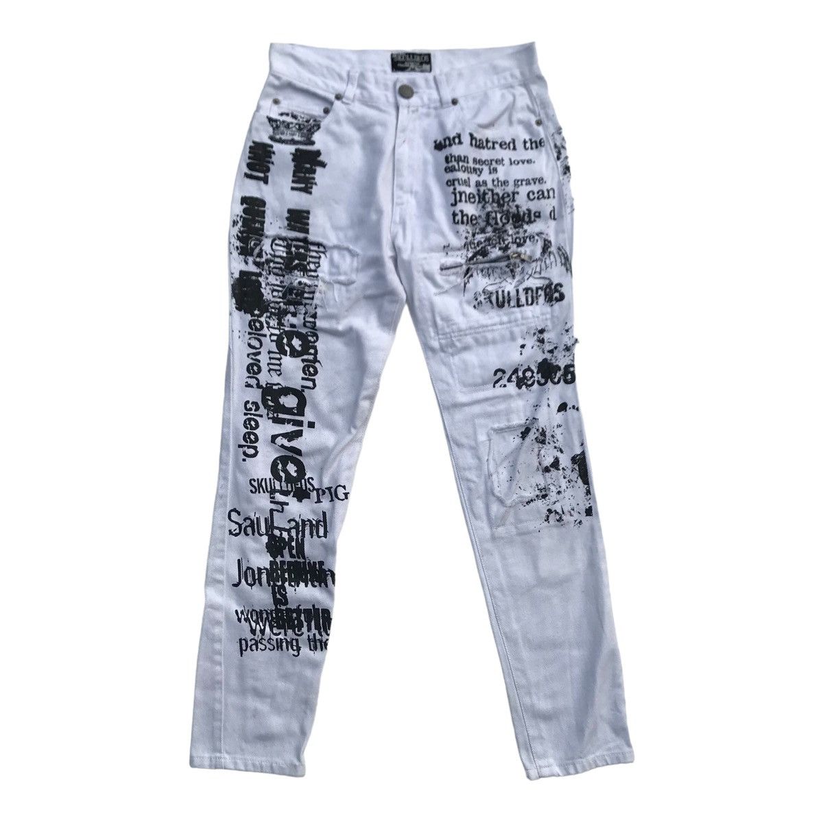 Japanese Brand Rare Skulldeos Graffiti Skulls Distressed Overprinted Pants Size US 29 - 1 Thumbnail