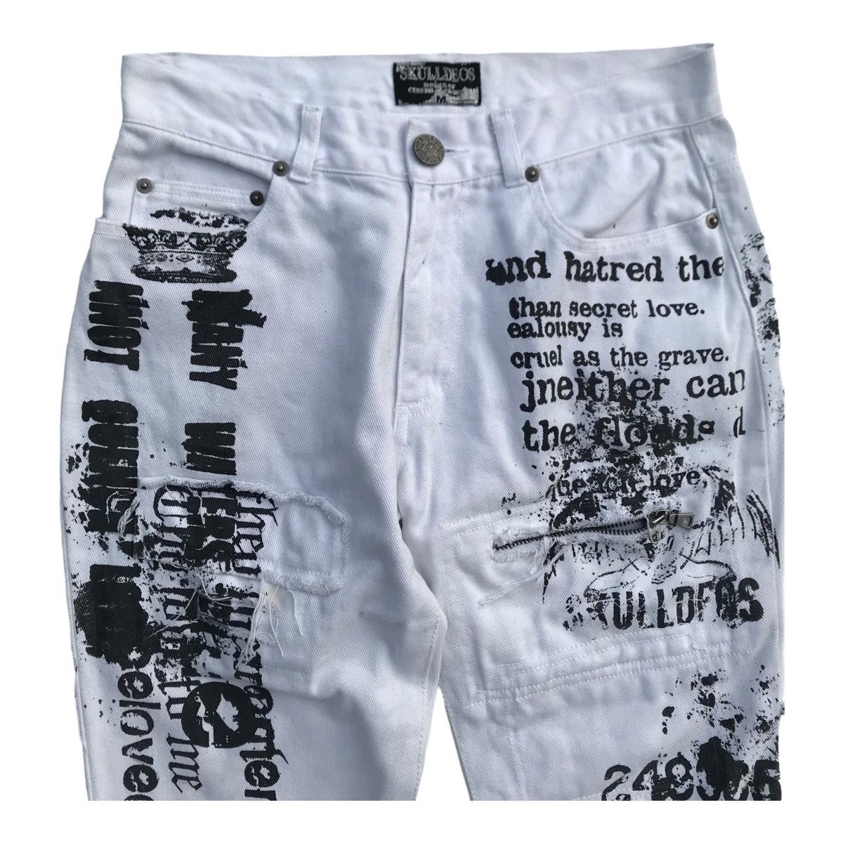 Japanese Brand Rare Skulldeos Graffiti Skulls Distressed Overprinted Pants Size US 29 - 3 Thumbnail