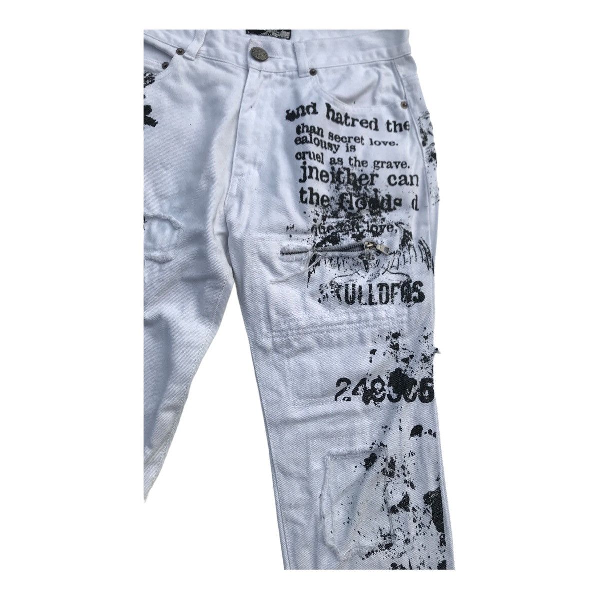 Japanese Brand Rare Skulldeos Graffiti Skulls Distressed Overprinted Pants Size US 29 - 5 Thumbnail