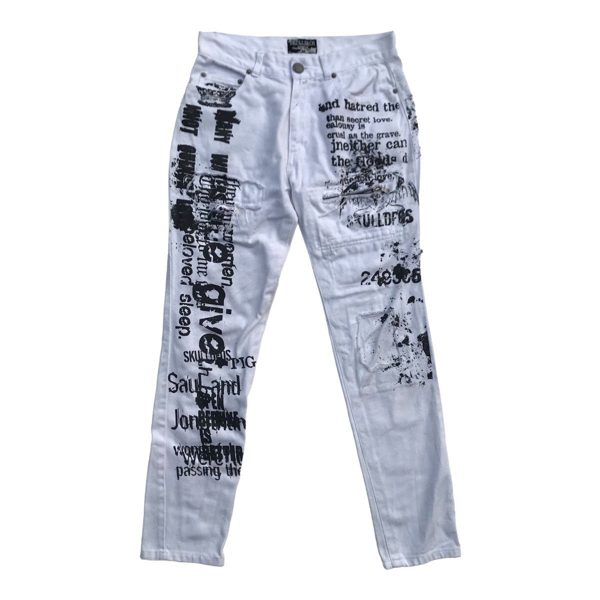 Japanese Brand Rare Skulldeos Graffiti Skulls Distressed Overprinted Pants Size US 29 - 2 Thumbnail