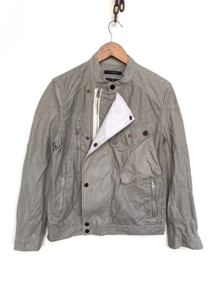 image of R Newbold Paul Smith Double Collar Bikers Jacket in Grey, Men's (Size Small)