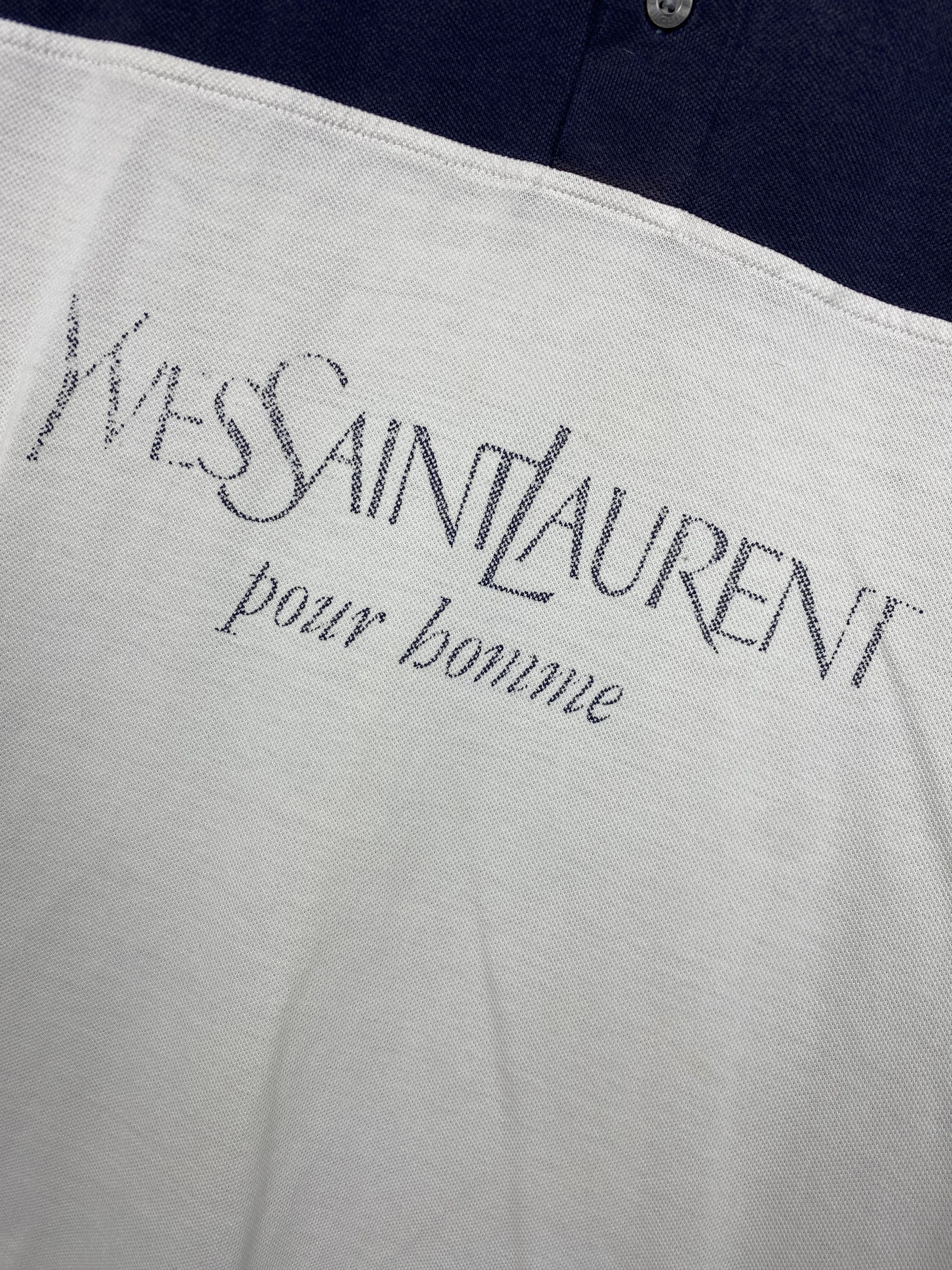 Yves Saint Laurent Yves Saint Laurent YSL Distressed Mens Big Logo Polo Shirt Size US XXL / EU 58 / 5 - 3 Thumbnail