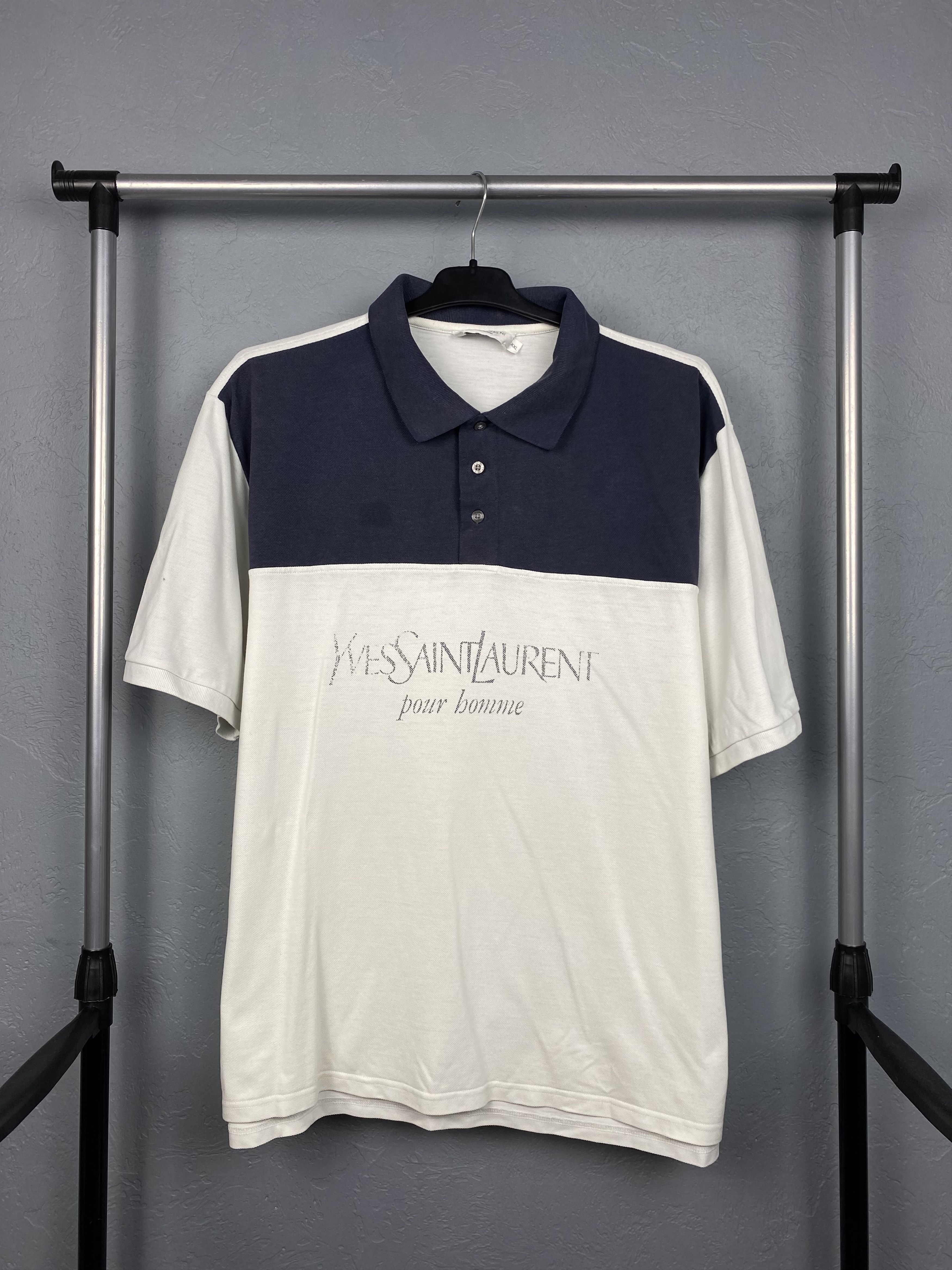 Yves Saint Laurent Yves Saint Laurent YSL Distressed Mens Big Logo Polo Shirt Size US XXL / EU 58 / 5 - 1 Thumbnail