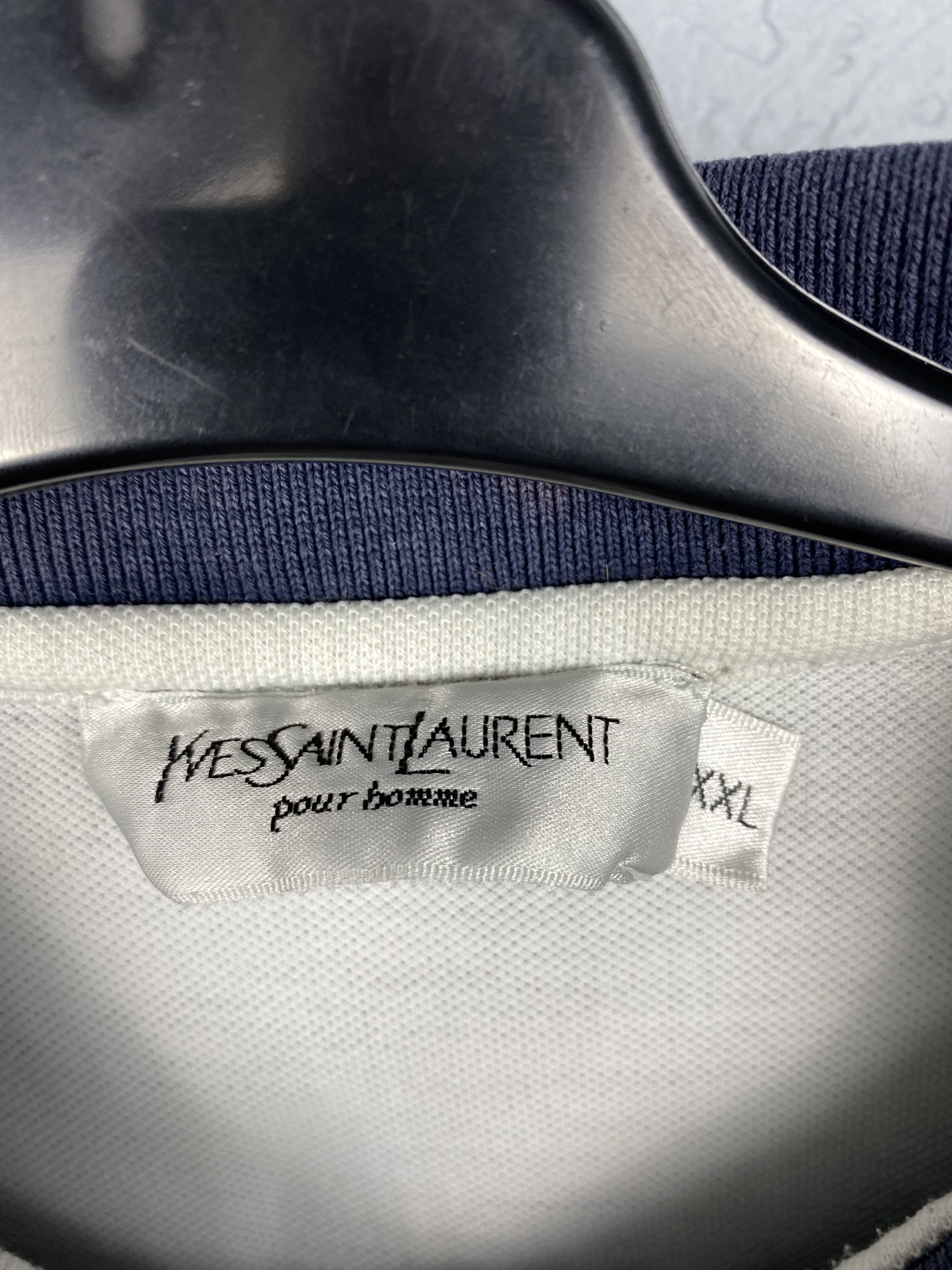 Yves Saint Laurent Yves Saint Laurent YSL Distressed Mens Big Logo Polo Shirt Size US XXL / EU 58 / 5 - 6 Thumbnail