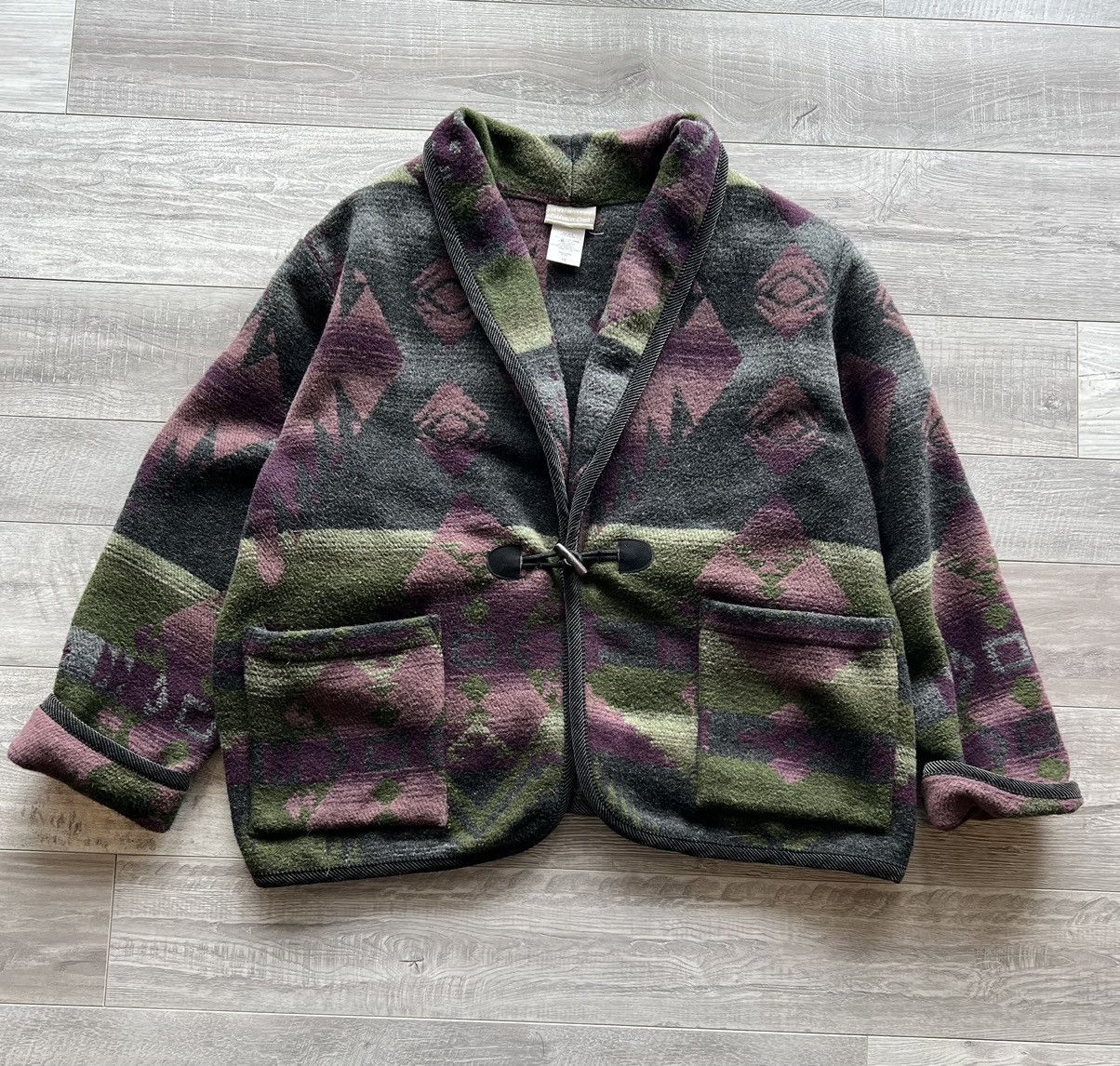 Vintage Coldwater Creek Aztec AOP Trench Coat