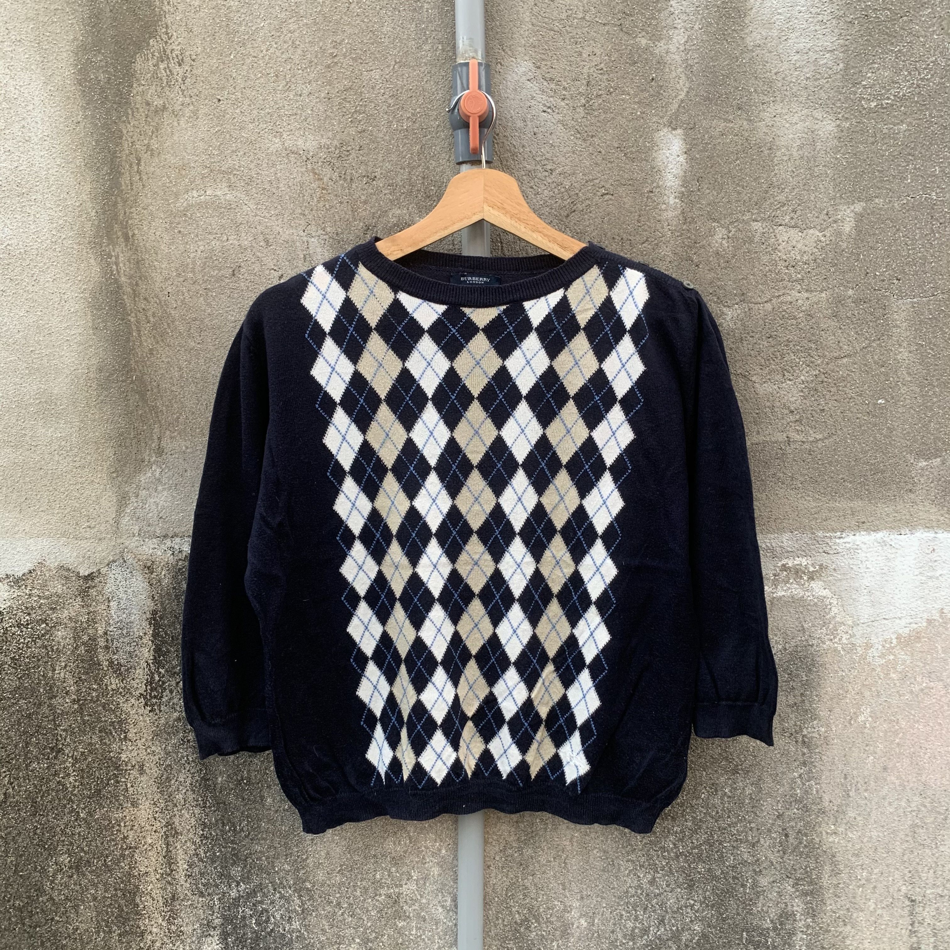 Burberry London Knit Argle Pattern Diamond Jumper Sweater