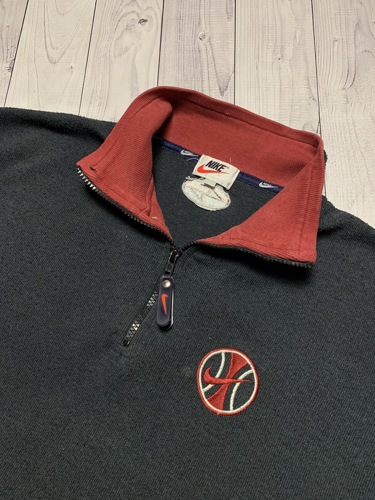 Nike × Vintage Vintage Nike sweatshirt zip 1/4 logo rare size M Size US M / EU 48-50 / 2 - 2 Thumbnail