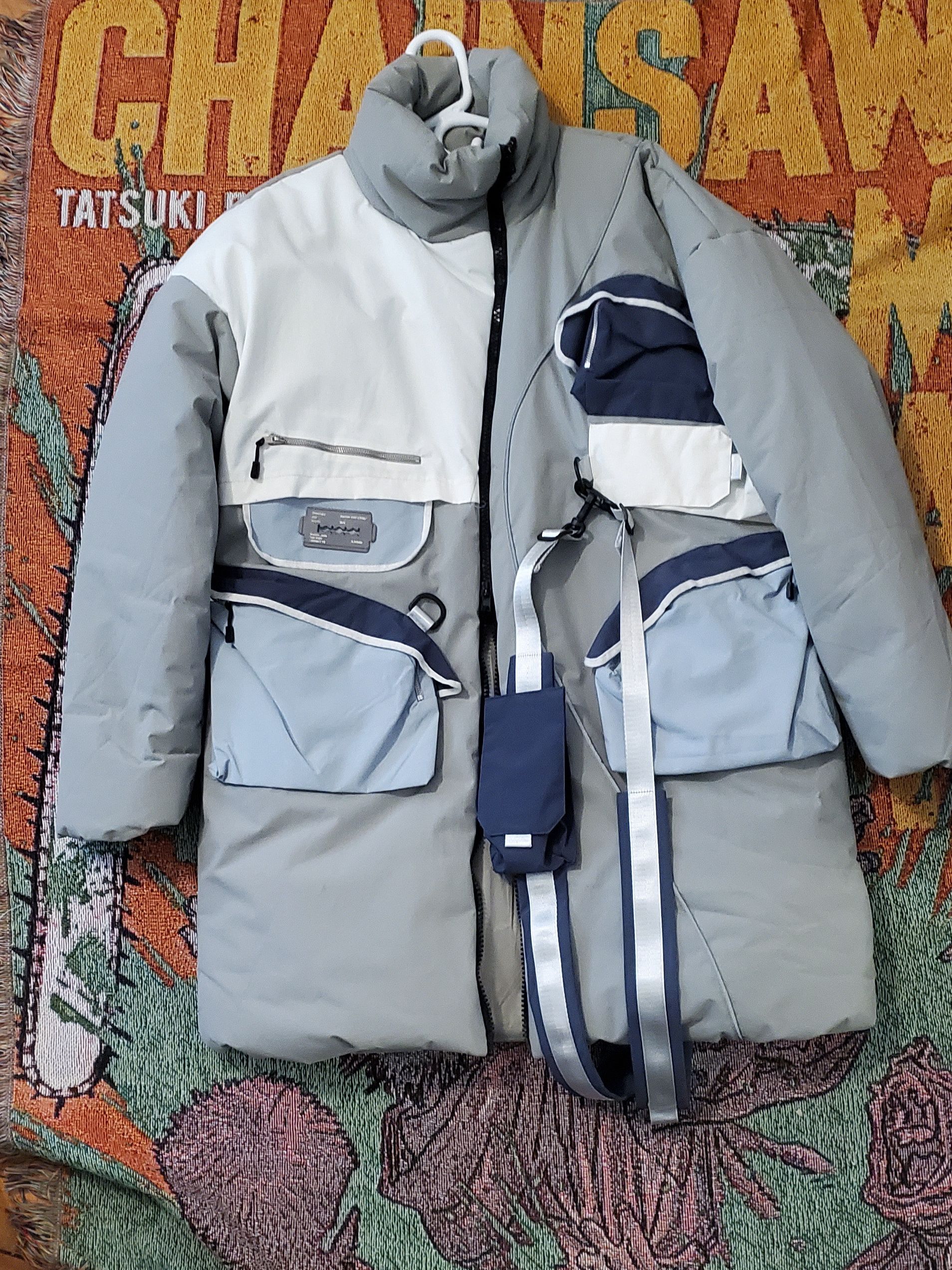 image of Hvrsh x Thrifted Harsh And Cruel Long Puffer in Grey, Men's (Size Medium)