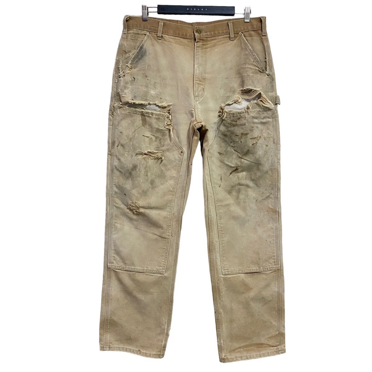 image of Thrashed Carhartt Dungaree Double Knee Pant in Brown, Men's (Size 36)