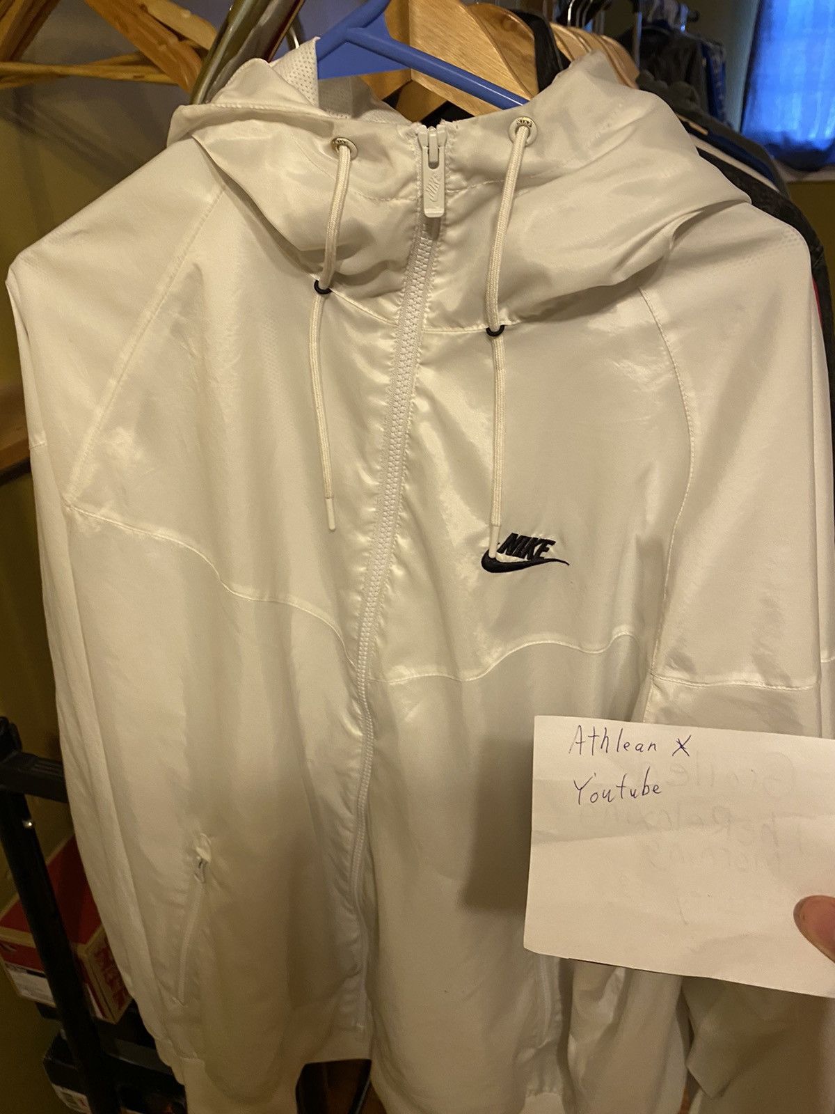 Nike White Nike Windbreaker Size US L / EU 52-54 / 3 - 4 Thumbnail