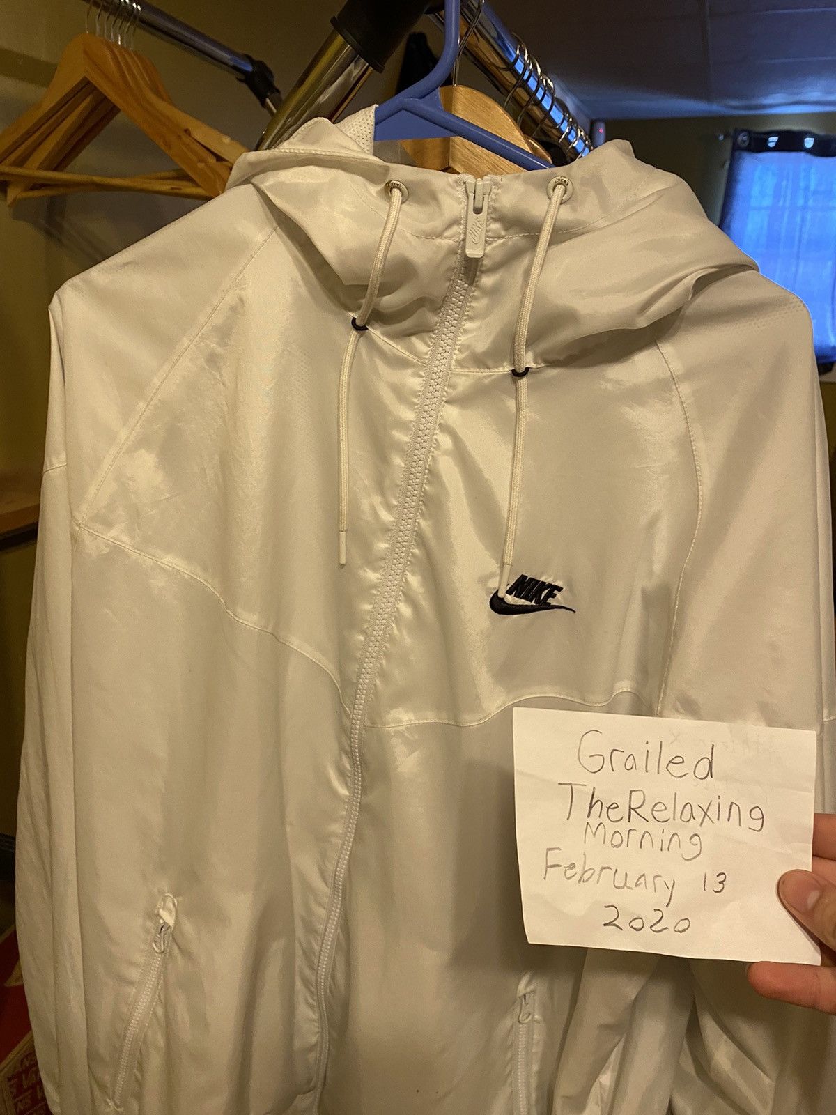 Nike White Nike Windbreaker Size US L / EU 52-54 / 3 - 1 Thumbnail