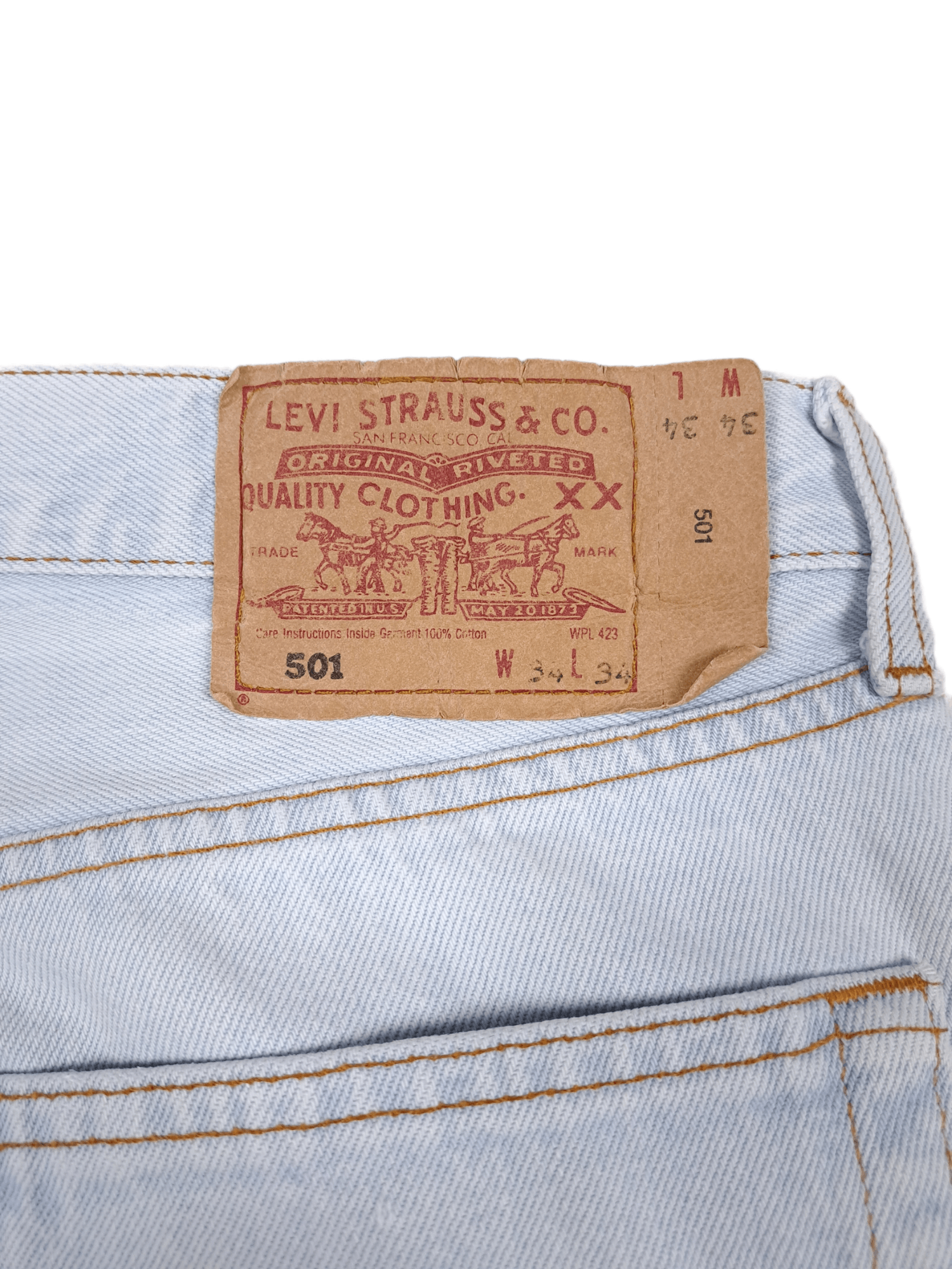 Levi's × Levi's Vintage Clothing × Vintage 💎 Size 34/34 Vintage 90s Levis 501 Baby Blue Washed Jeans Size US 34 / EU 50 - 5 Thumbnail