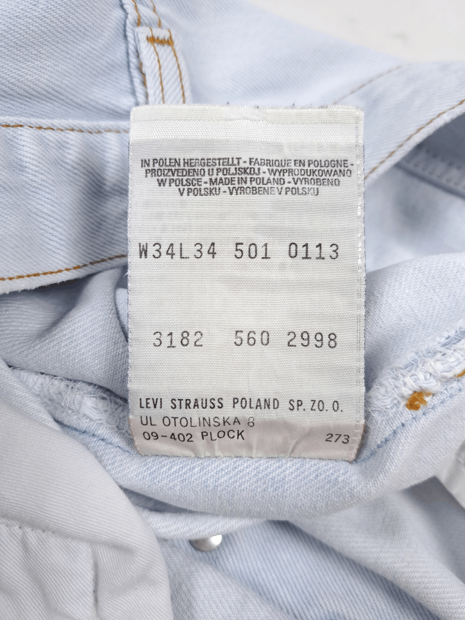 Levi's × Levi's Vintage Clothing × Vintage 💎 Size 34/34 Vintage 90s Levis 501 Baby Blue Washed Jeans Size US 34 / EU 50 - 9 Thumbnail
