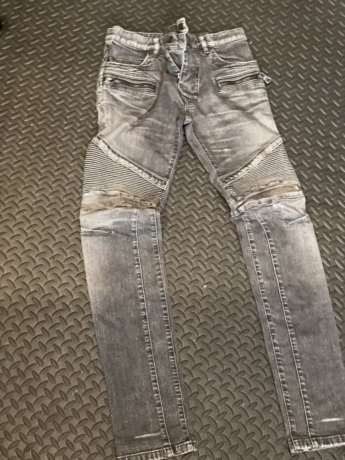 SS14 Balmain skinny biker denim Jeans