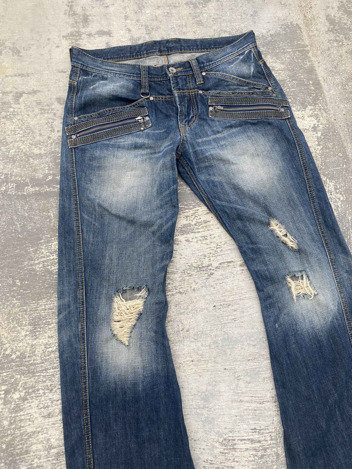HIDEAWAYS VINTAGE HIDEWAYS DISTRESSED COWBOY FLARED MUD WASH TORNADO Size US 33 - 4 Thumbnail