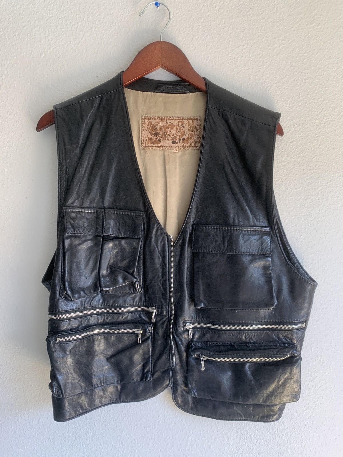 image of Vintage Leather Vest in White, Men's (Size Large)