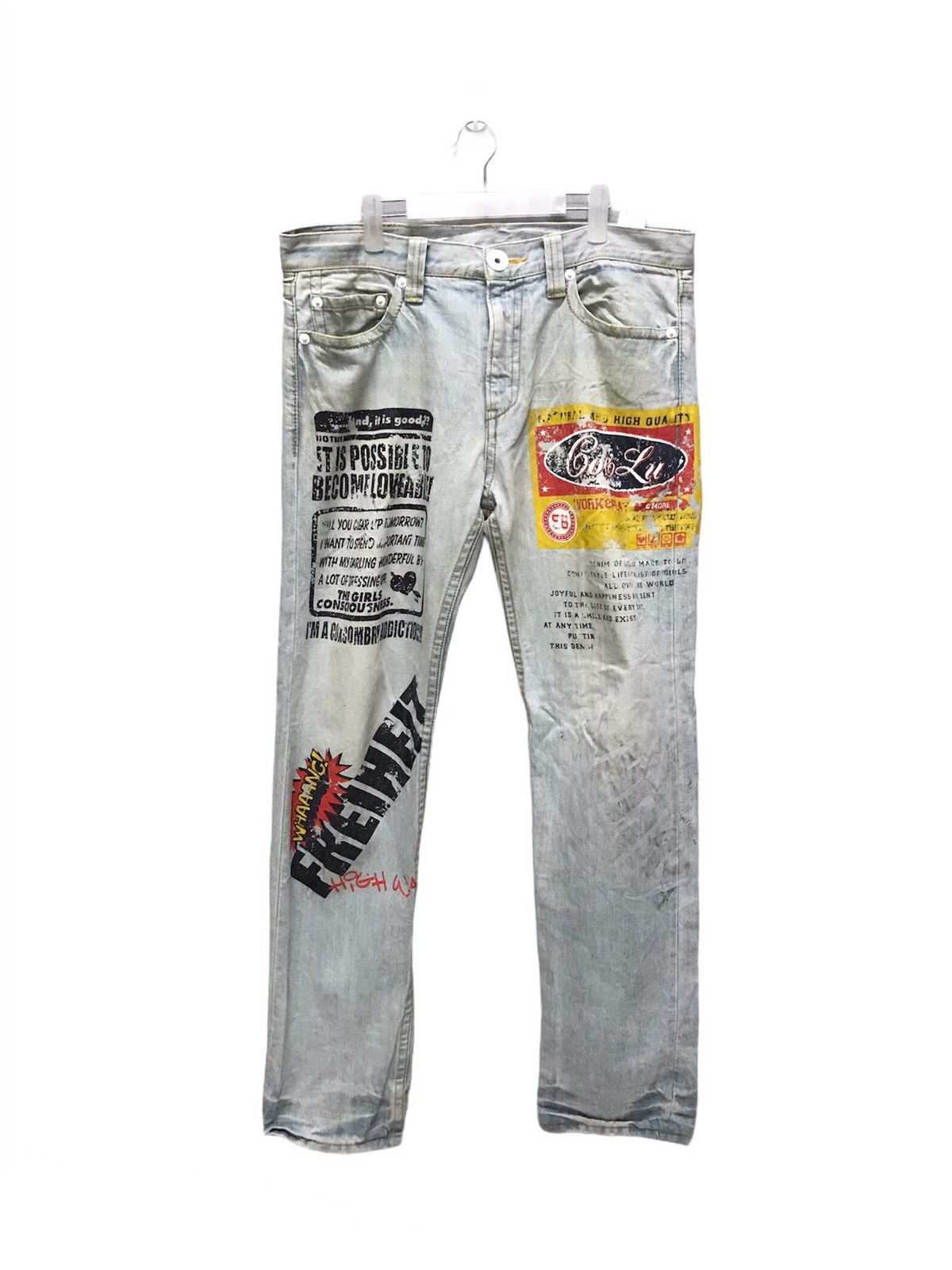 Japanese Brand Over print denim pant Size US 34 / EU 50 - 1 Thumbnail