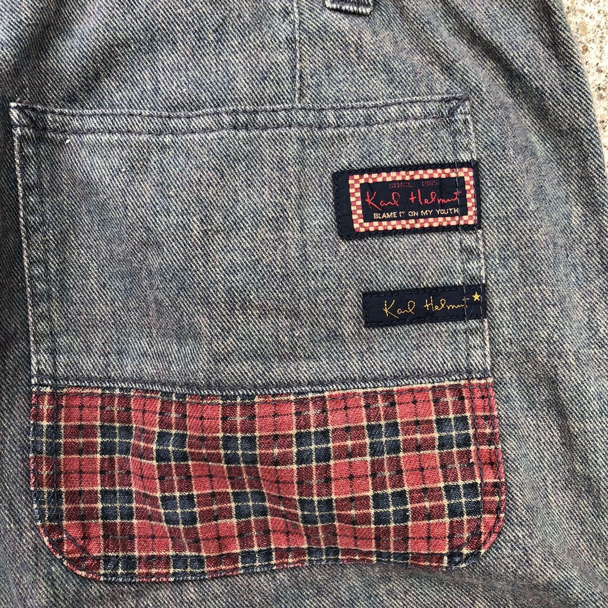 Designer × Karl Helmut × Vintage Karl Helmut Bushpants Styles Patchwork Spellout Denim Jeans Size US 30 / EU 46 - 12 Thumbnail