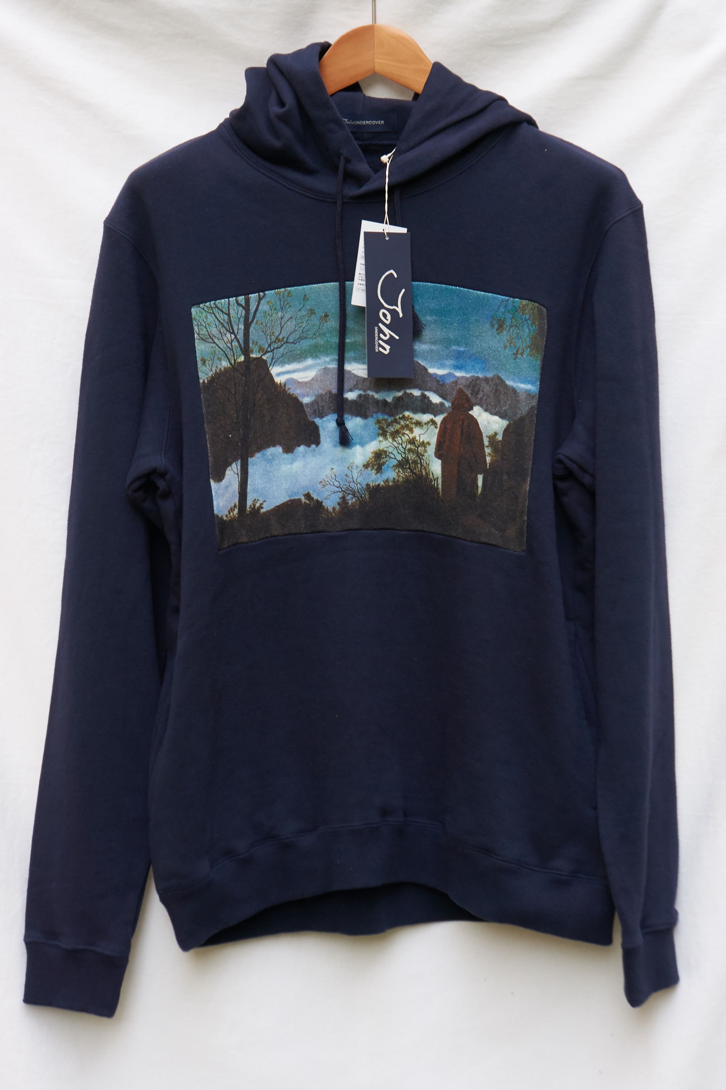 image of John Undercover x Undercover Joy Division Panel Hoodie in Navy, Men's (Size Medium)