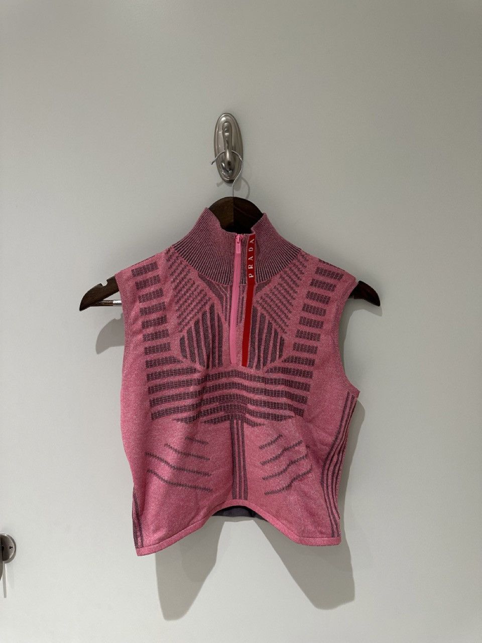 Prada Worn Once: Prada Pink Tec Rec piqué nylon sleeveless top 