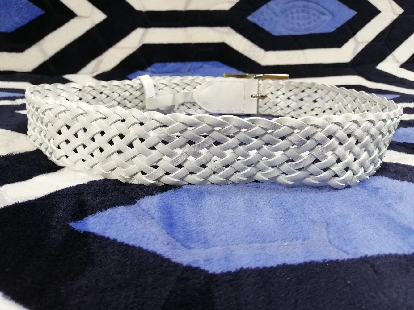 Japanese Brand White Braided Belt Big Buckle Size ONE SIZE - 2 Thumbnail
