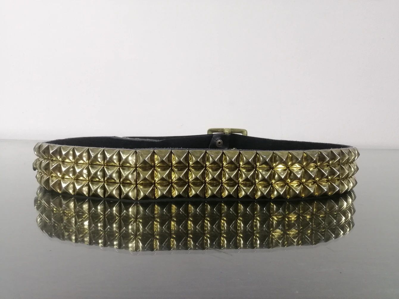 Japanese Brand Gold Buckle Spikes Suede Leather Punk Rock Size ONE SIZE - 2 Thumbnail