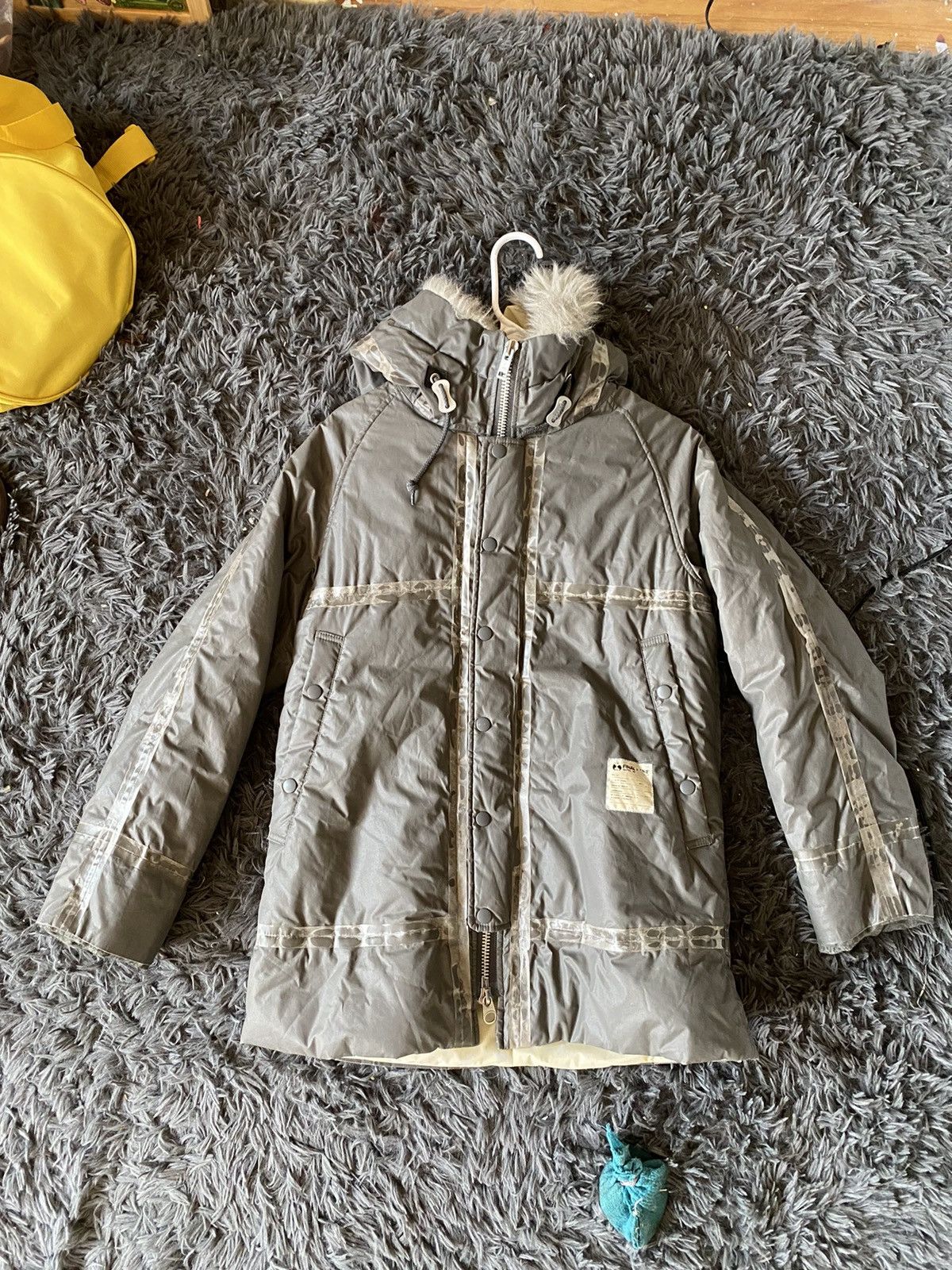 image of Final Home Oversized Astro Fur Tape Seam Jacket in Silver, Men's (Size Small)