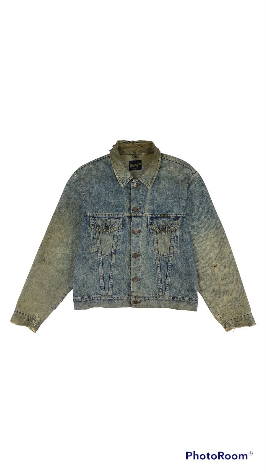 Vintage Vintage Wrangler Distressed Denim Jacket Size US XL / EU 56 / 4 - 1 Thumbnail