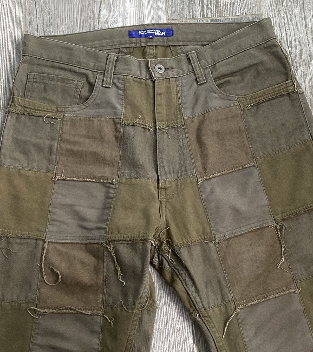 Comme des Garcons 2006 Junya Watanabe Comme Des Garcons Olive Patchwork Pants Size US 33 - 3 Thumbnail