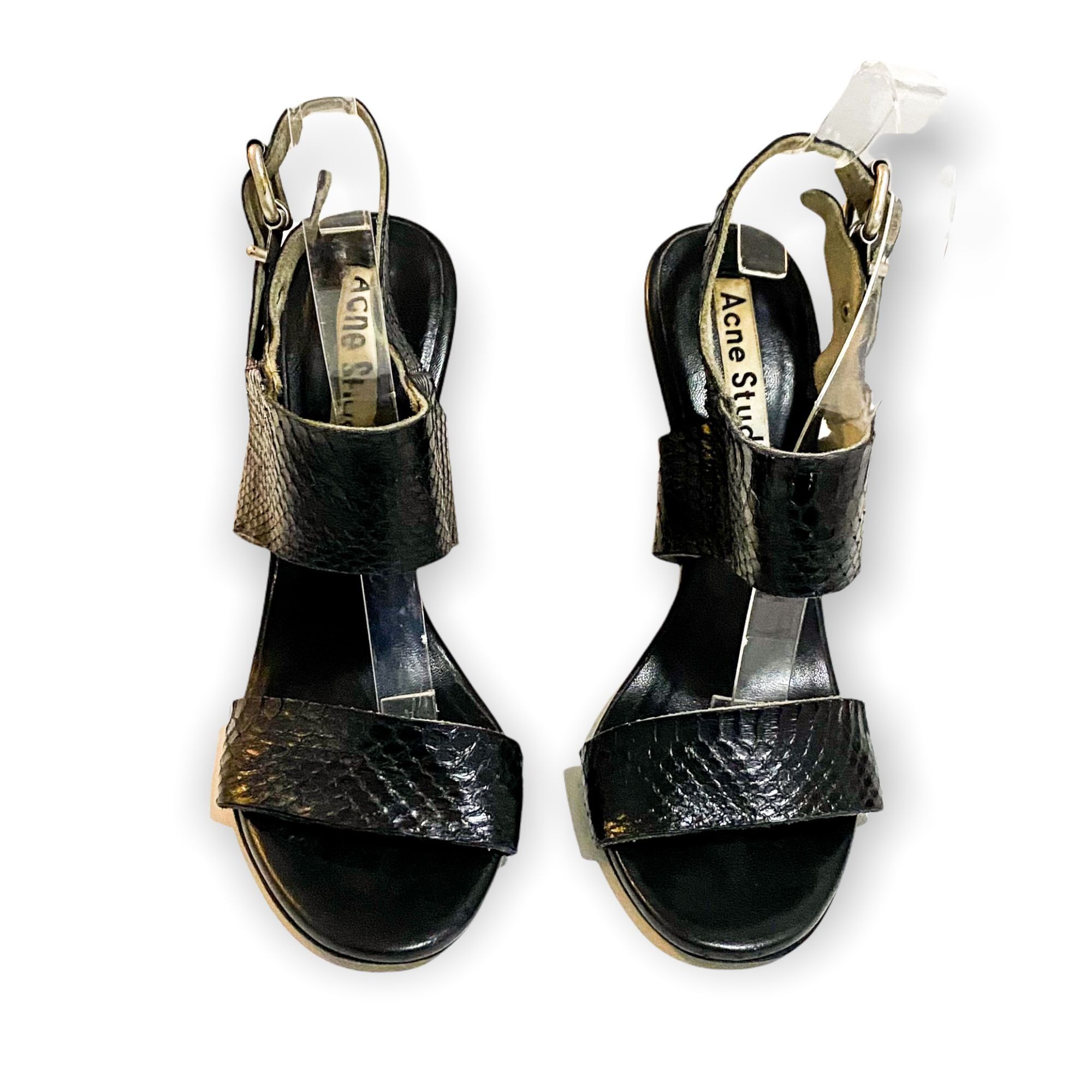 Acne Studios ACNE STUDIOS Tillie Black Snake Print Slingback Sandals, Si Size US 9 / IT 39 - 3 Thumbnail