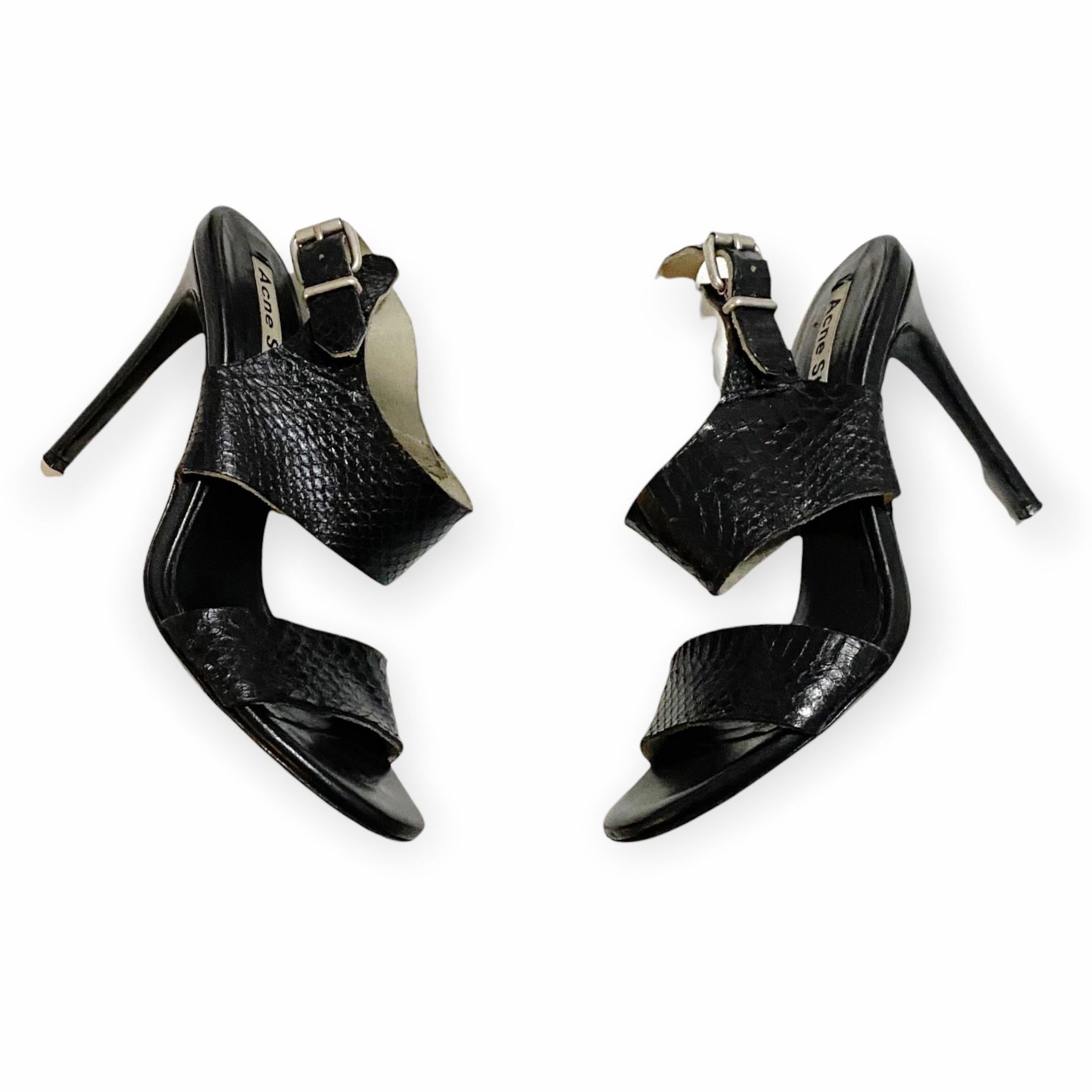 Acne Studios ACNE STUDIOS Tillie Black Snake Print Slingback Sandals, Si Size US 9 / IT 39 - 7 Thumbnail