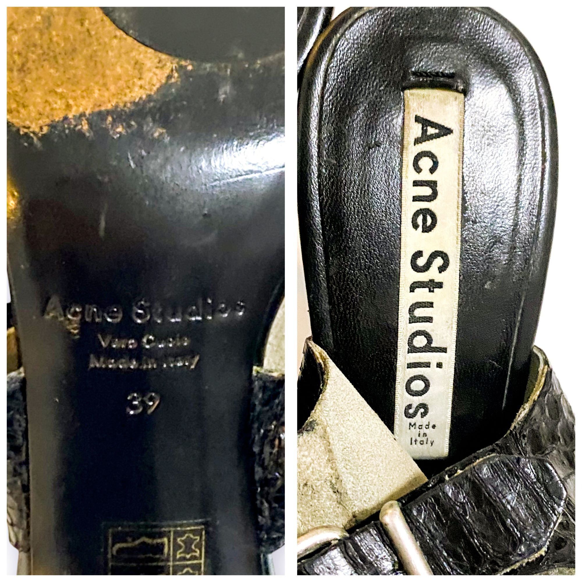 Acne Studios ACNE STUDIOS Tillie Black Snake Print Slingback Sandals, Si Size US 9 / IT 39 - 10 Thumbnail