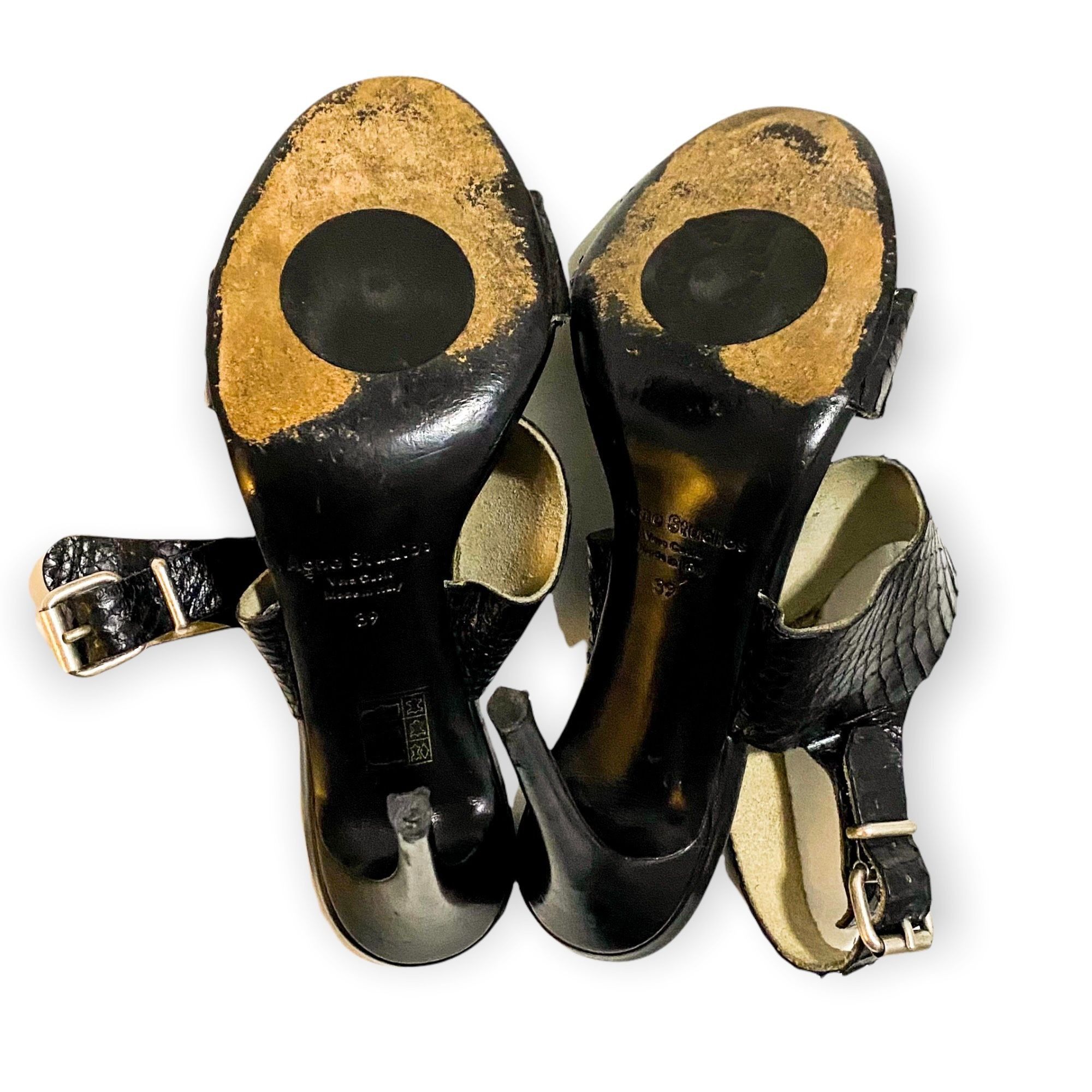 Acne Studios ACNE STUDIOS Tillie Black Snake Print Slingback Sandals, Si Size US 9 / IT 39 - 9 Thumbnail