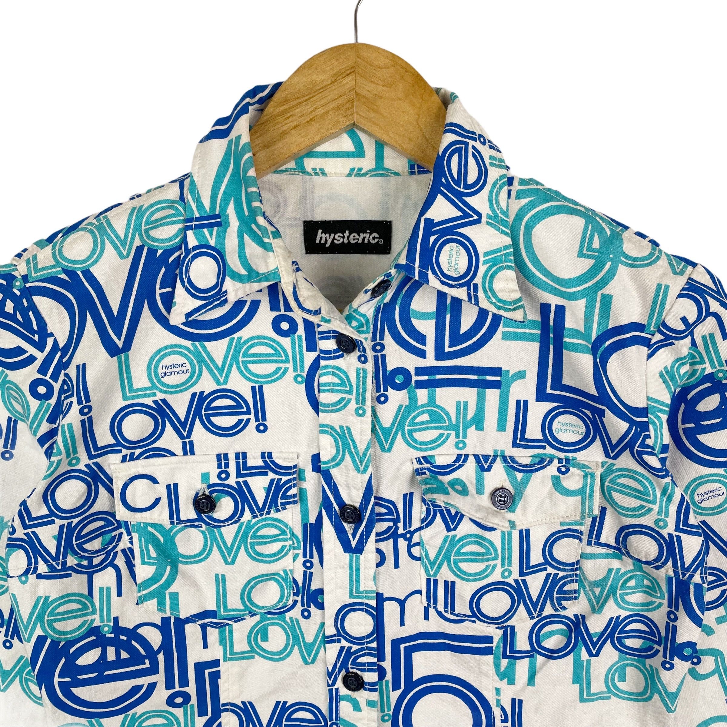 Hysteric Glamour Vintage HYSTERIC GLAMOUR Fullprint AOP Blue Denim Blouses Size US S / EU 44-46 / 1 - 2 Thumbnail