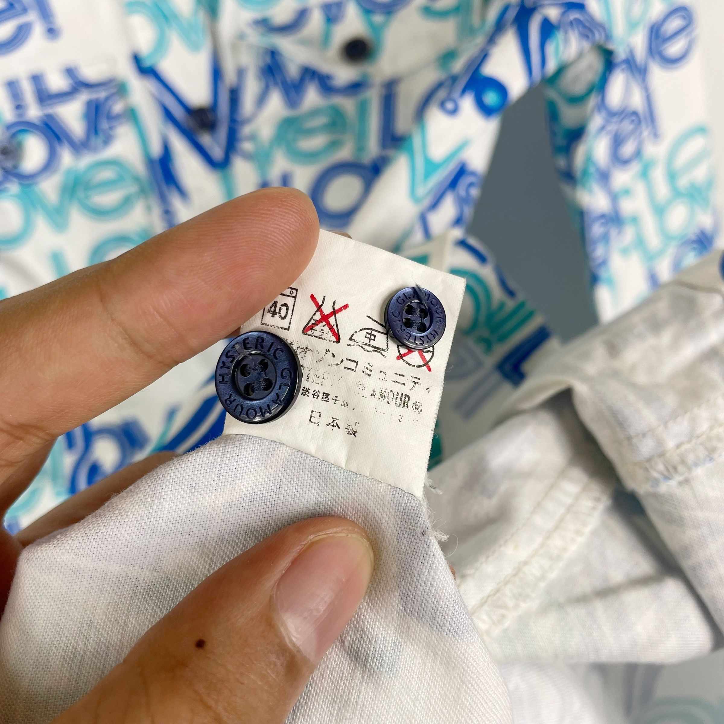 Hysteric Glamour Vintage HYSTERIC GLAMOUR Fullprint AOP Blue Denim Blouses Size US S / EU 44-46 / 1 - 5 Thumbnail