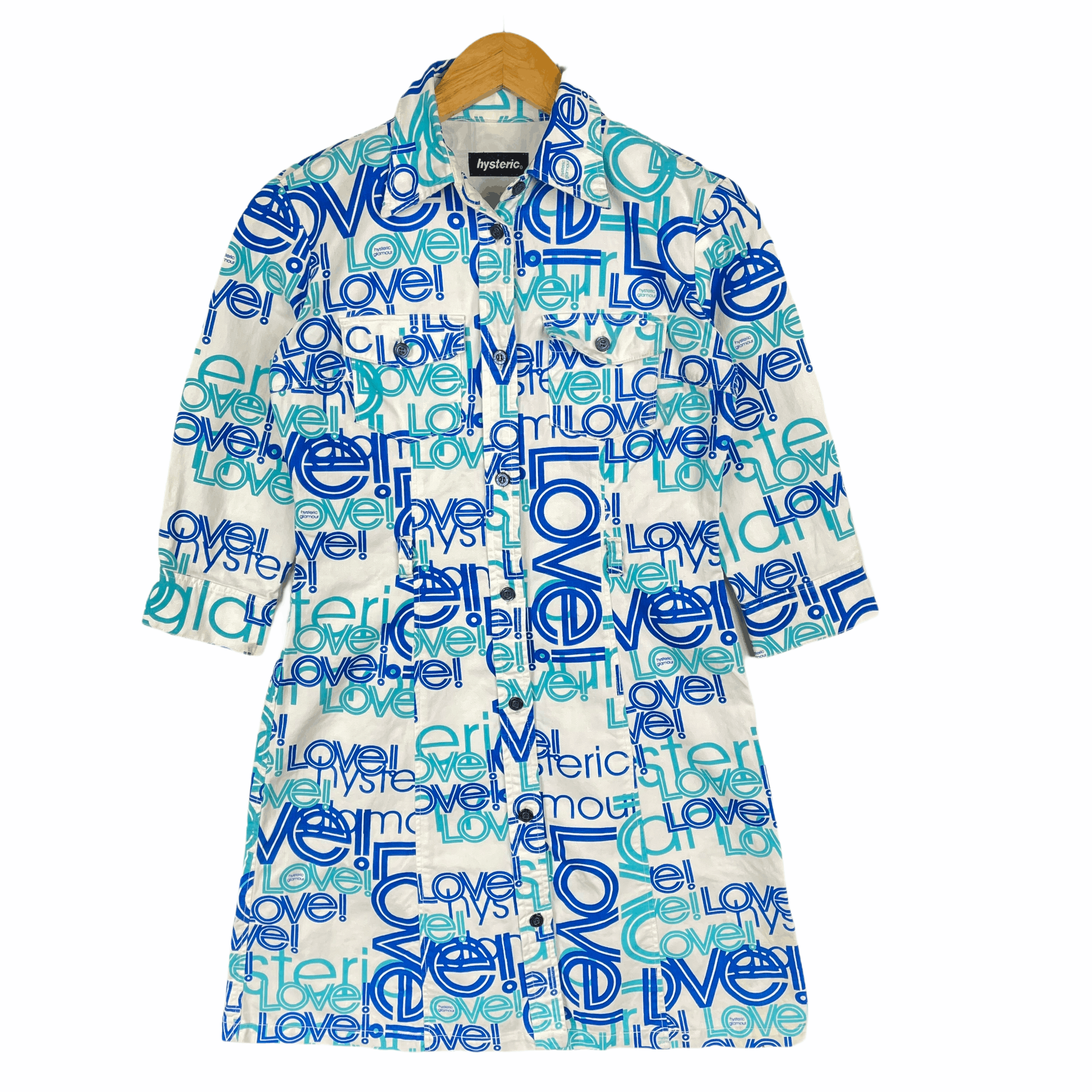 Hysteric Glamour Vintage HYSTERIC GLAMOUR Fullprint AOP Blue Denim Blouses Size US S / EU 44-46 / 1 - 1 Thumbnail