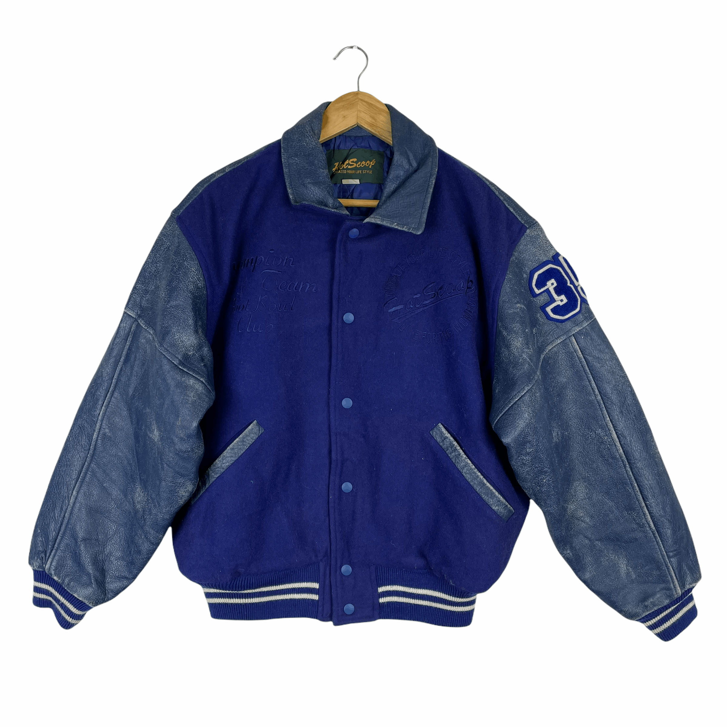 Japanese Brand Vintage 90s HOTSCOOP Footbowl Club Leather Varsity Jacket Size US M / EU 48-50 / 2 - 2 Thumbnail