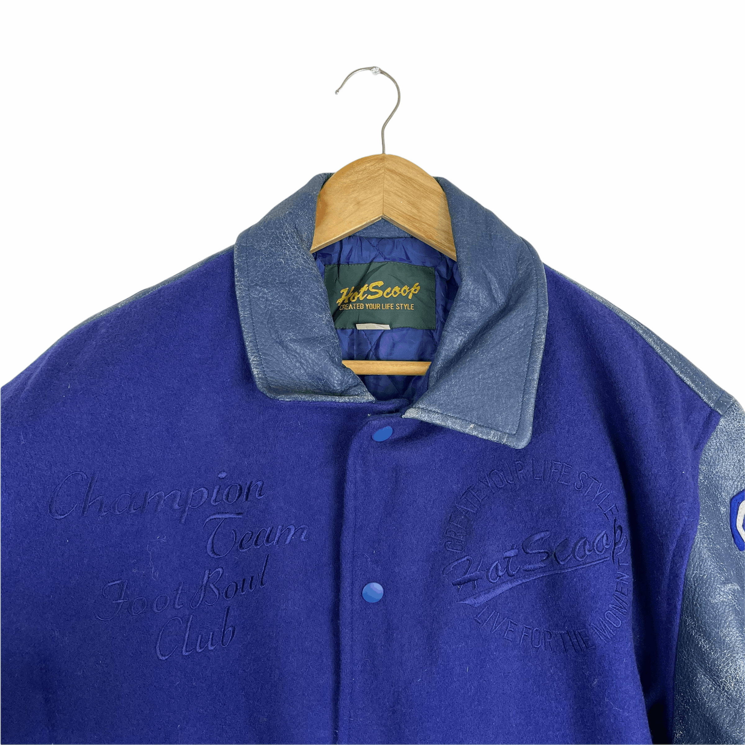 Japanese Brand Vintage 90s HOTSCOOP Footbowl Club Leather Varsity Jacket Size US M / EU 48-50 / 2 - 4 Thumbnail