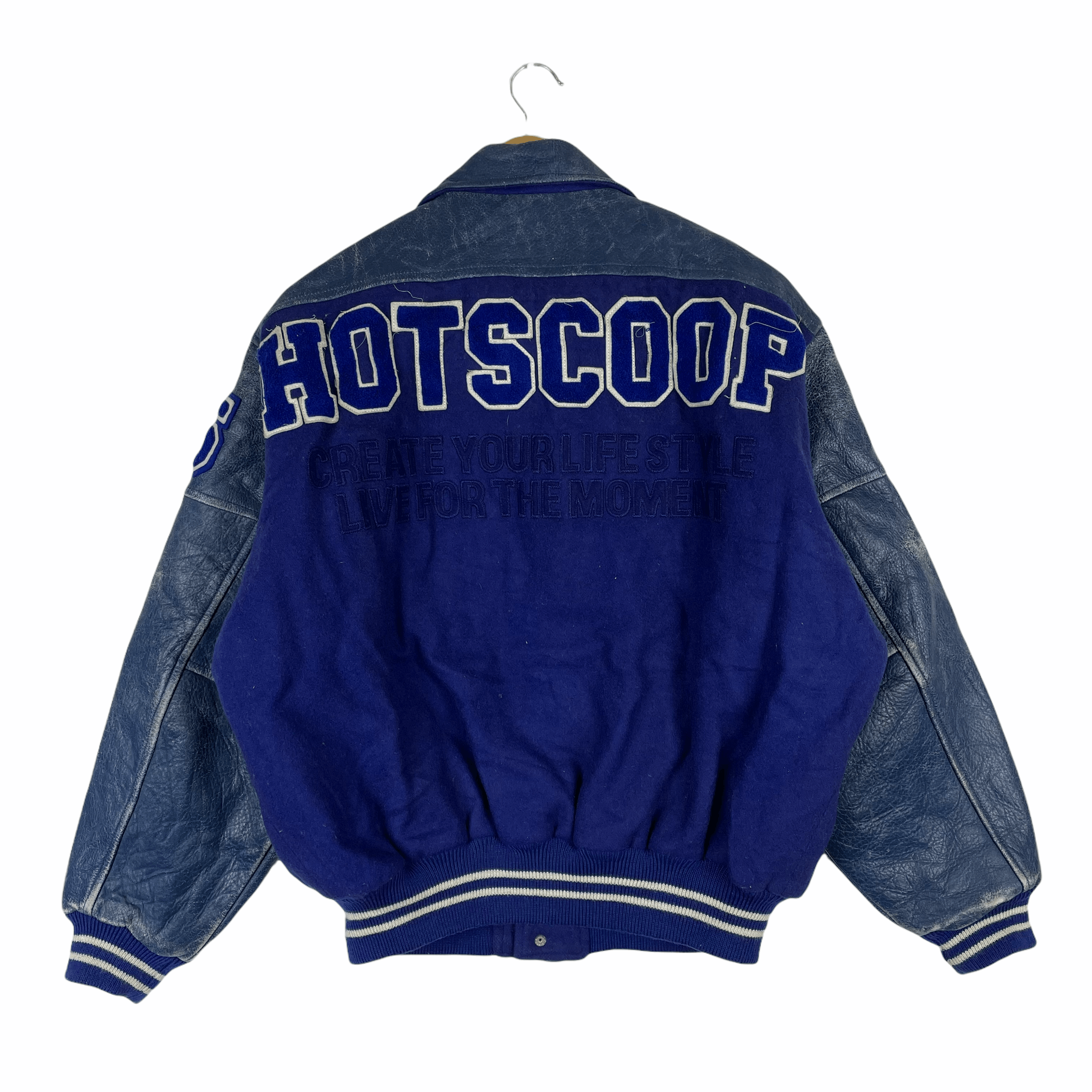 Vintage 90s HOTSCOOP Footbowl Club Leather Varsity Jacket