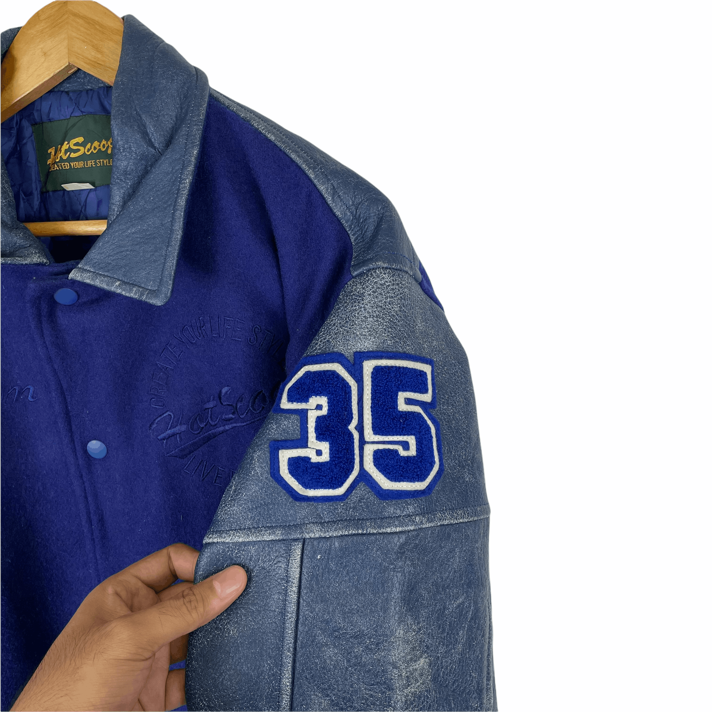 Japanese Brand Vintage 90s HOTSCOOP Footbowl Club Leather Varsity Jacket Size US M / EU 48-50 / 2 - 3 Thumbnail