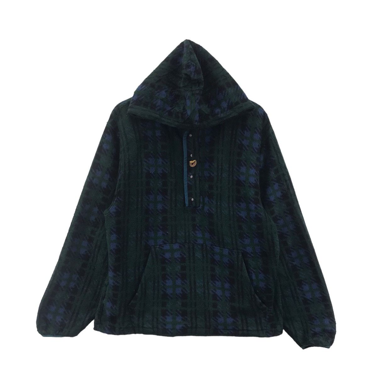 L.L. Bean Vintage LL BEAN USA Check Blue Green Fleece Hoodie Size US XS / EU 42 / 0 - 1 Thumbnail