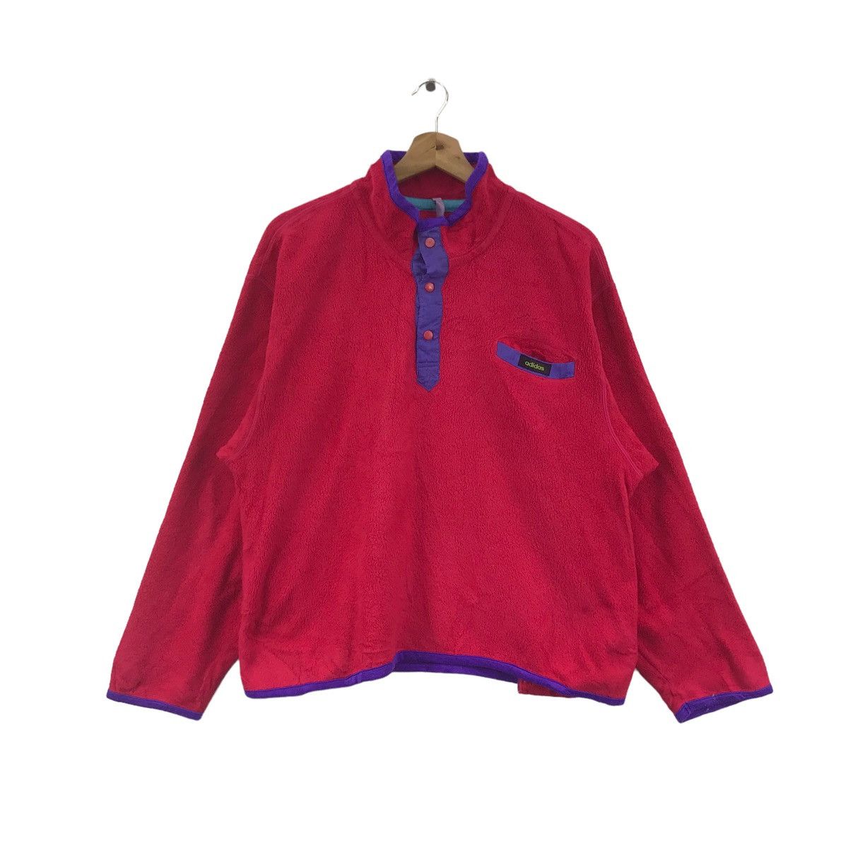 Adidas ADIDAS Polarlite Sherpa Button Up Pink Fleece Sweatshirt Size US M / EU 48-50 / 2 - 1 Thumbnail